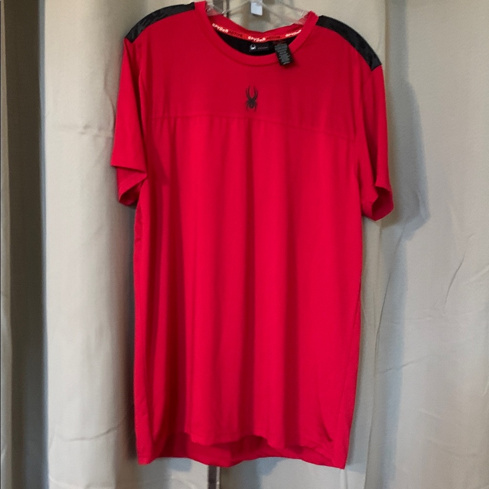 Spyder‎ Shirt Mens Large Active Athletic Red Center Chest Logo Back Logo